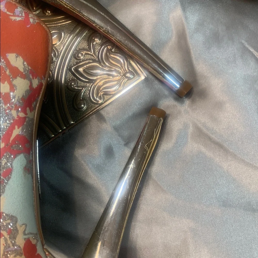🌹VINTAGE Boutique 9 • Multicolor Peep-Toe SEXY HEELS